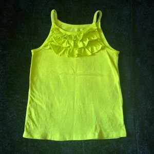 Okie Dokie Chartreuse Ruffled Spaghetti Tank Top
